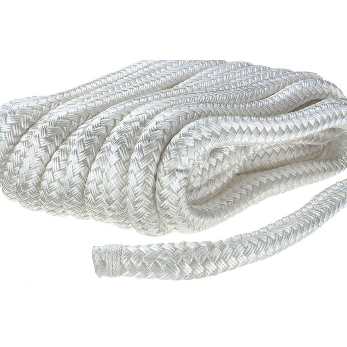 Seachoice 46951 Double-Braid Nylon Dock Line w/ Eye Splice, Pre-Shrunk, Heat Stabilized, 5/8 In. X 30 Ft., White