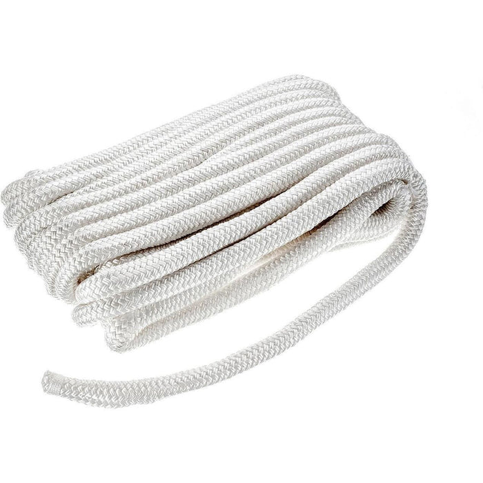 Seachoice Double-Braid Nylon Dock Line w/ Eye Splice, Pre-Shrunk, Heat Stabilized, 3/4 In. X 50 Ft., White