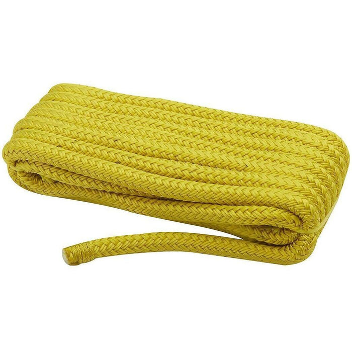 Seachoice Double-Braid Nylon Dock Line w/ Eye Splice, Pre-Shrunk, Heat Stabilized, 3/8 In. X 15 Ft., Yellow