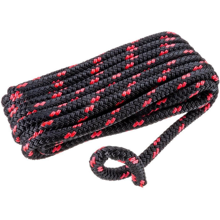 Seachoice 42431 Double Braided 100% MFP Dock Line 3/8" x 15' Black w/Red Tracer
