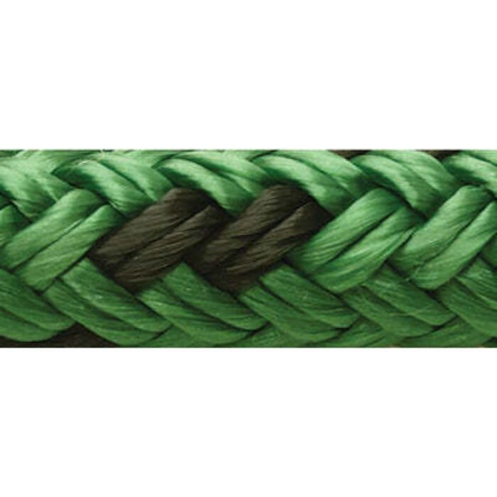 Seachoice 42441 Double Braided 100% MFP Dock Line 3/8" x 15' Green w/Black, Tracer