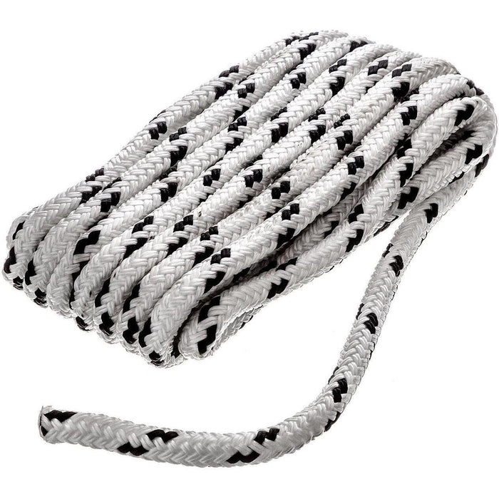 Seachoice 42401 Double Braided 100% MFP Dock Line 3/8" x 15' White w/Black, Tracer