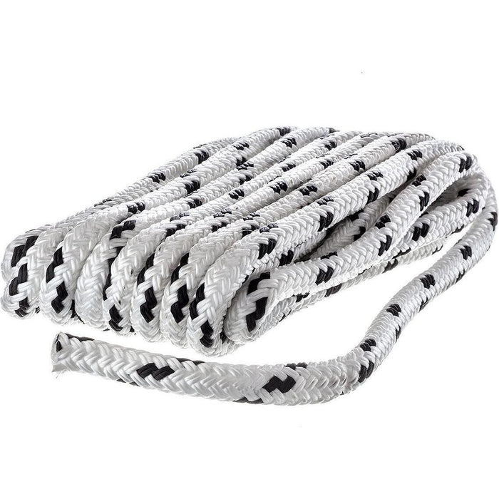 Seachoice 42401 Double Braided 100% MFP Dock Line 3/8" x 15' White w/Black, Tracer