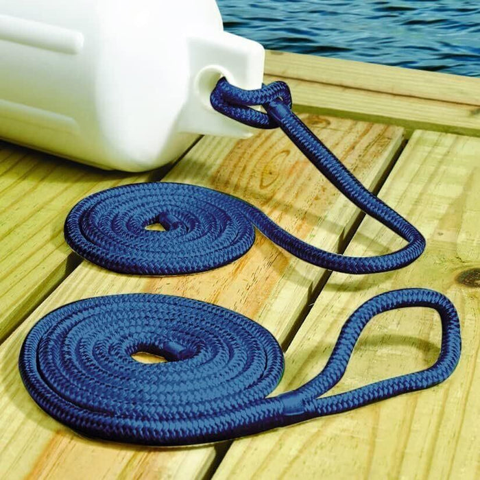 Seachoice 40881 Double Braided Nylon Fender Line 1/4" x 6', Navy (2 Per Pack)
