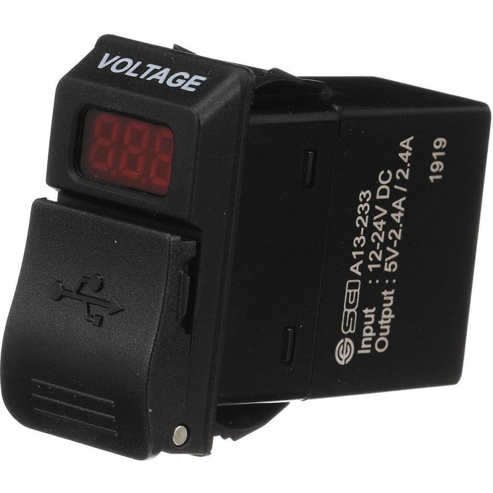 Seachoice A13-233A-01-BBRV Dual USB Voltmeter, 12-24V