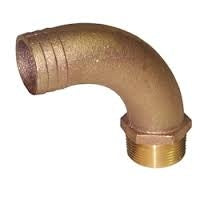 Groco 1-1/2" NPT x 1-3/4" ID Bronze Full Flow 90 Elbow Pipe to Hose Fitting