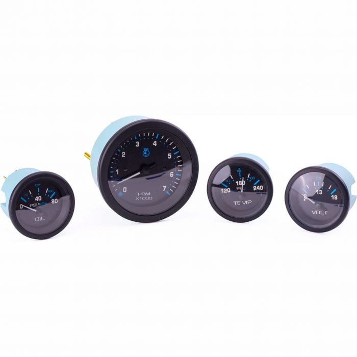 Sierra 69726P Eclipse Gauge Set, Black Inboard 4 Set, Tachometer, Voltmeter, Oil Pressure, Water Temp