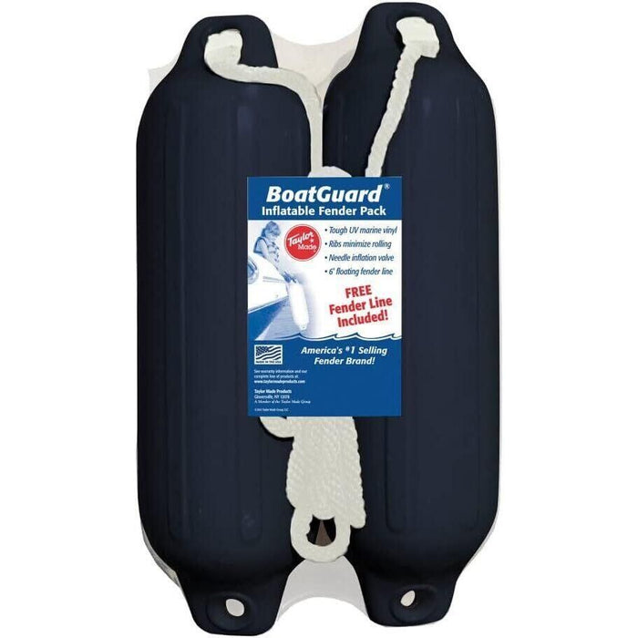 Taylor Made Products 31015B2P Taylor 2Pk Boatguard Fenders W/Fender Line, Black, 5" x 18"