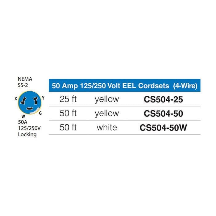 Marinco CS504-50 50 Amp 125/250V EEL ShorePower Cordset