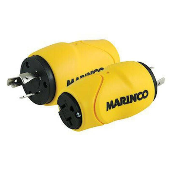 Marinco S20-15 Straight Adapter (20A Male to 15/20A Fem), 20A 125V Locking to 15 or 20A 125V Straight Blade