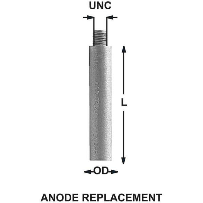 Martyr CMEZ2S Engine Cooling System Replacement Zinc Anode (Brass Plug Not, Included), 1-1/2" x 5/8"