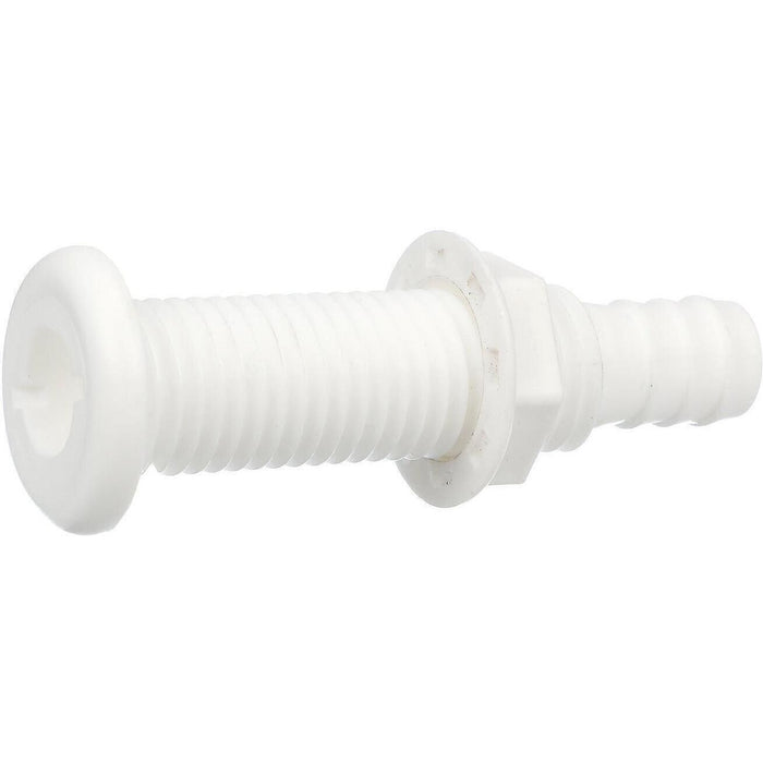 Seachoice 18161 Polypropylene Extra Long Thru-Hull Connector for 3/4 in. ID Hose, White Finish