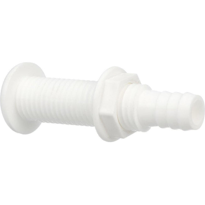 Seachoice 18161 Polypropylene Extra Long Thru-Hull Connector for 3/4 in. ID Hose, White Finish