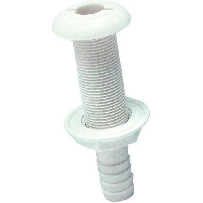 Seachoice 18161 Polypropylene Extra Long Thru-Hull Connector for 3/4 in. ID Hose, White Finish