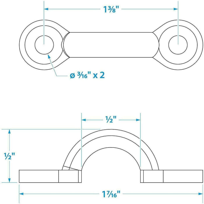 Seachoice 28811 Stainles Steel Eye Straps1-7/8" L x 11/32" ID Eye (4 Per Pack)