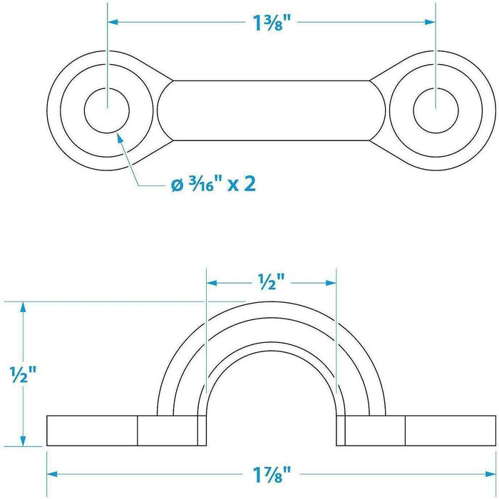 Seachoice 28831 Chrome Plated Zinc Eye Straps 1-7/8" L x 3/8" ID Eye (4 Per, Pack0