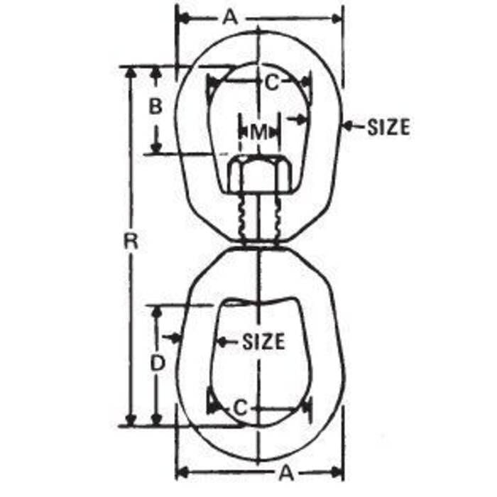 Chicago Hardware 215251 Galvanized Eye & Eye Swivel, 5/8", 2.6 Tons