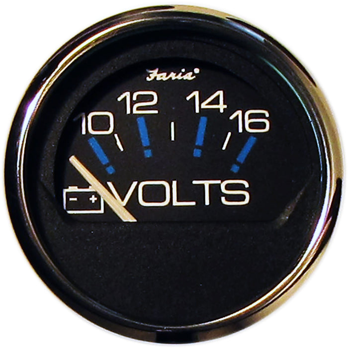 Faria 13705 Chesapeake SS Black 2" Gauge Voltmeter Gauge (10-16 VDC)