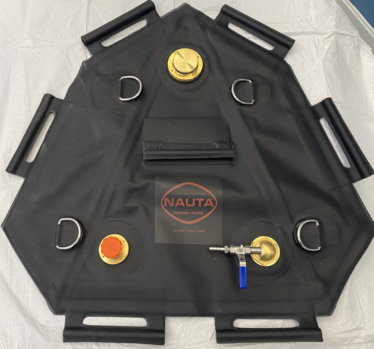 Nauta Portable Gas Tank, 18 Gal/70L, with Fill Port & Cap | Fuel Line Stainless Steel Shutoff with 1/4" Barb & Pressure Relief