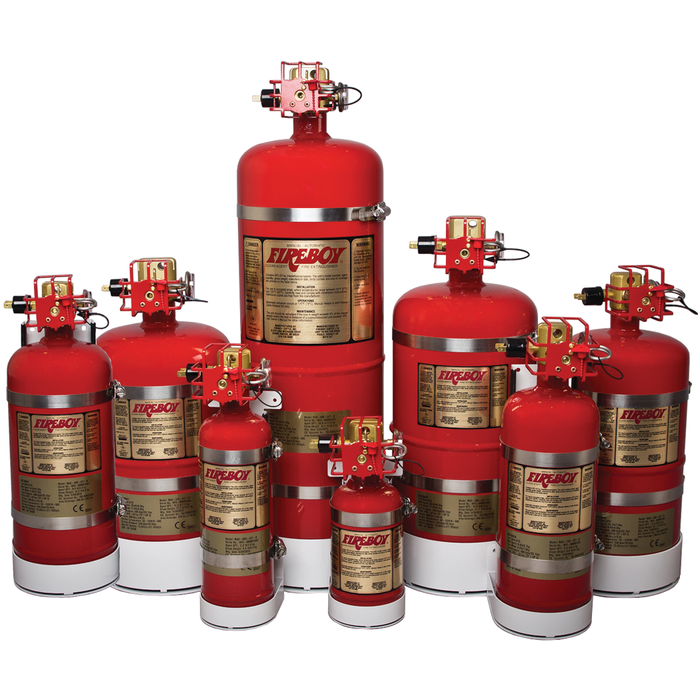 Fireboy-Xintex MA20225227-BL MA2 Auto/Manual Discharge HFC-227ea Fire, Extinguisher w/Mount, 225 CU FT