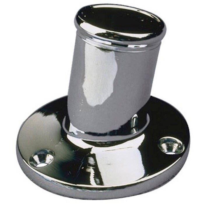 Sea Dog 492213-1 SeaDog Flagpole 10 Degree Socket, #10 Fastener, Sand Cast Brass Chrome Plated