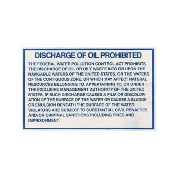 Bernard Engraving IL-204 Oil Discharge Label