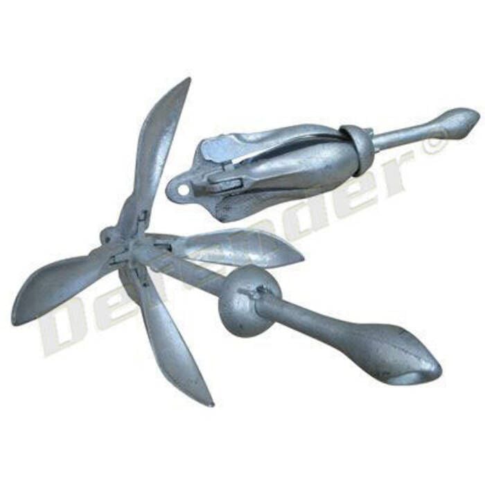 Sea Dog 318007 Folding Grapnel Anchor 7 lbs, 5'-16' Boats, 5/16"x50' Line, 3/16"x7'-10' Chain