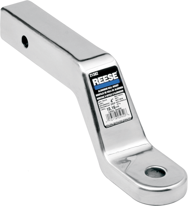 Fulton 40383 Reese Polished Aluminum 8, 000 lb Capacity 11 7/8" Ball Mount w/ 5" Rise & 6" Drop