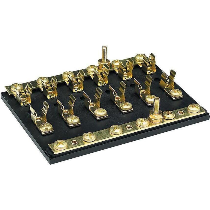 Seachoice 13441 6-Gang Fuse & Terminal Block, Brass Clips & Contacts, SFE 20 Amp of 3AG Fuse
