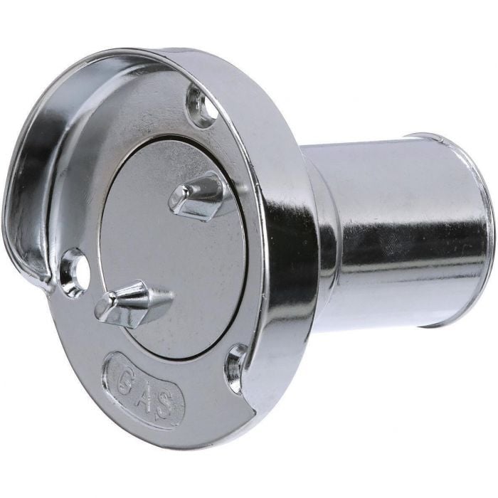 Seachoice 32041 Chrome Plated Zinc Gas Deck Fill w/ Cap (Beaded Chain Tether), for 1-1/2" Hose