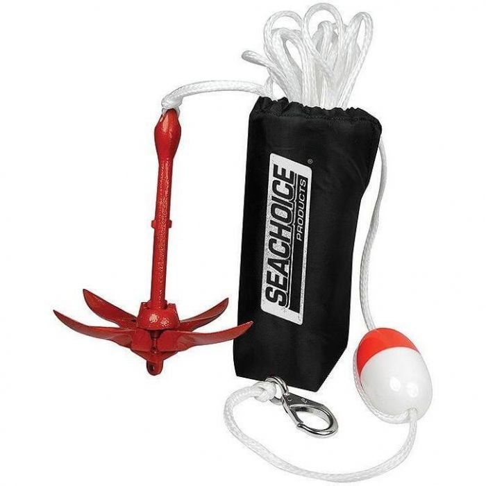 Seachoice 50-41002 Grapnel Anchor Kit for 5'-12' Boats, 3.5 lb Anchor, 25' Line, Buoy, SS Hook, Storage Bag