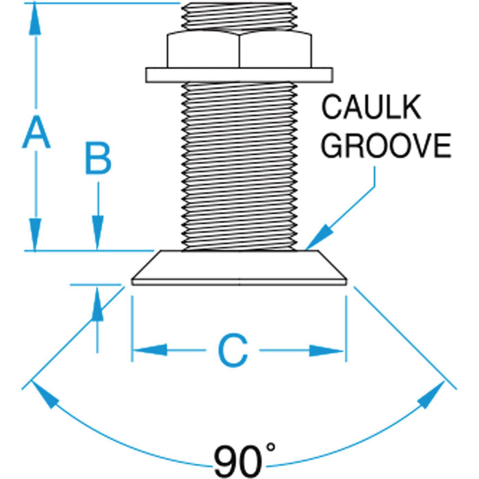 Groco FTH-1000-W FTH Bronze Flush Thru-Hull With Nut