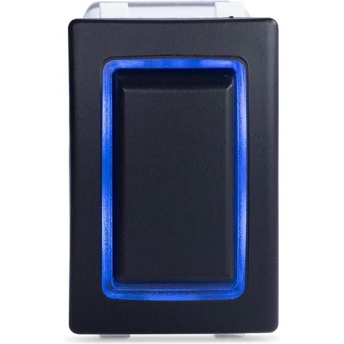 Sierra RK40700B Rocker Switch w/Halo LED Light, ON OFF ON (Dependent), DPDT, Blue