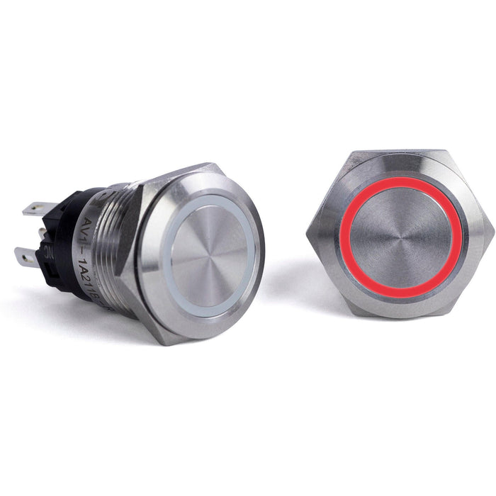 Sierra AV10040R Push-Button Switch, Off/On, Red Halo LED