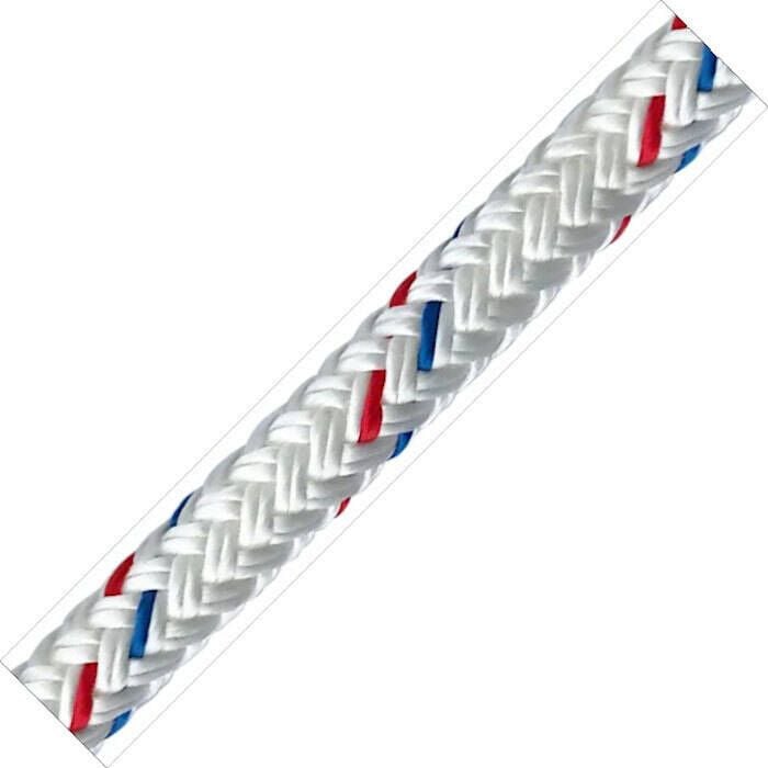 Samson Rope 6.05024E+11 Samson Rope 605024015083 Samson 605024015083, Harbormaster Anchor Line, 3/8" x 150', White w/Red & Blue Tracer