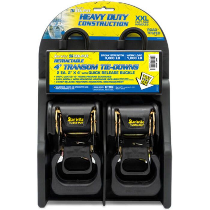 Star Brite 604283 Sta-Put 2" Heavy Duty Retractable Tie Downs (2 Per Pack)