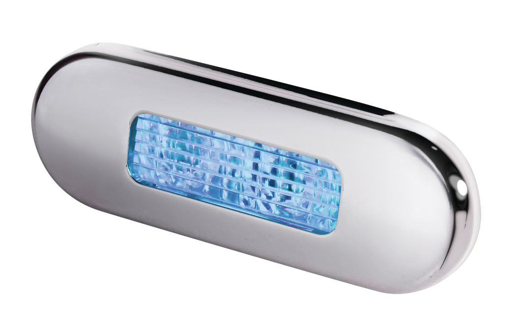 Hella 959680611 Oblong LED Step Lamp, 12/24V, SS w/Blue LEDs