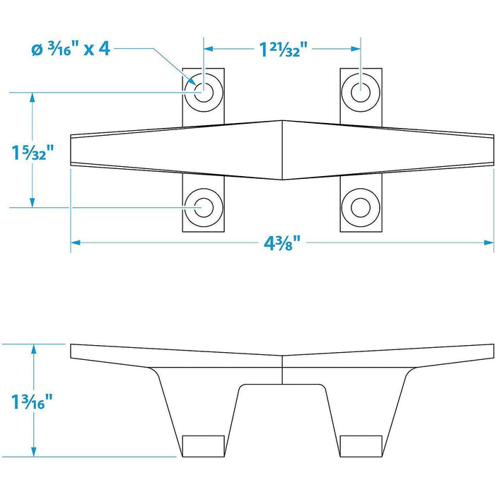 Seachoice 30561 Chrome Plated Zinc Hollow Base Cleat