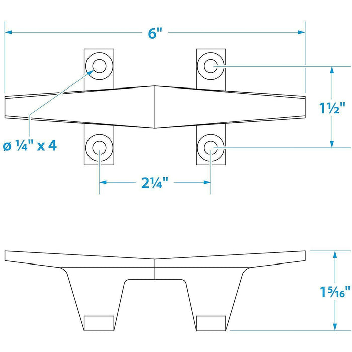 Seachoice 30571 Chrome Plated Zinc Hollow Base Cleat