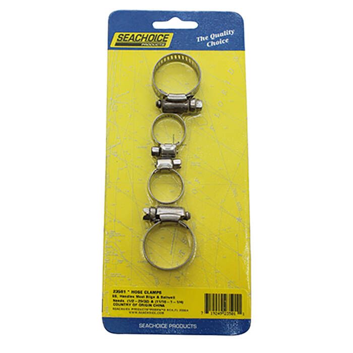 Seachoice 23501 SS Hose Clamp Set (Includes 2 each of 1/2-29/32" & 11/16-1-1/4")