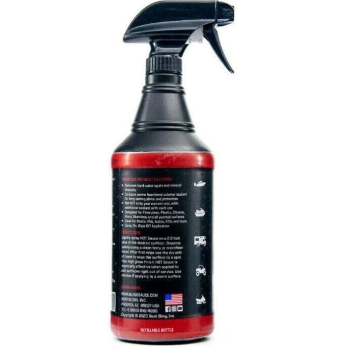 Boat Bling HS0032 Hot Sauce Ultimate Hard Water Spot Remover w/ High Gloss Wax, Sealant, 32oz.