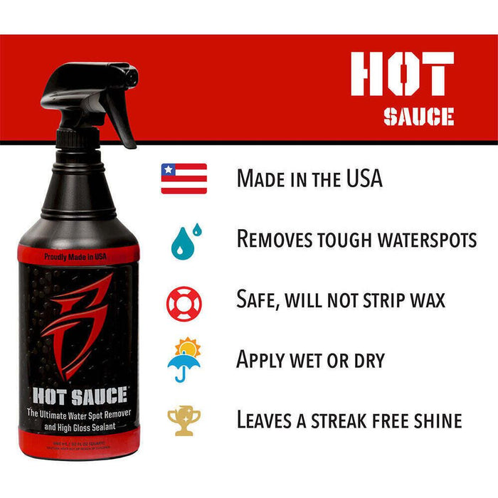 Boat Bling HS0032 Hot Sauce Ultimate Hard Water Spot Remover w/ High Gloss Wax, Sealant, 32oz.