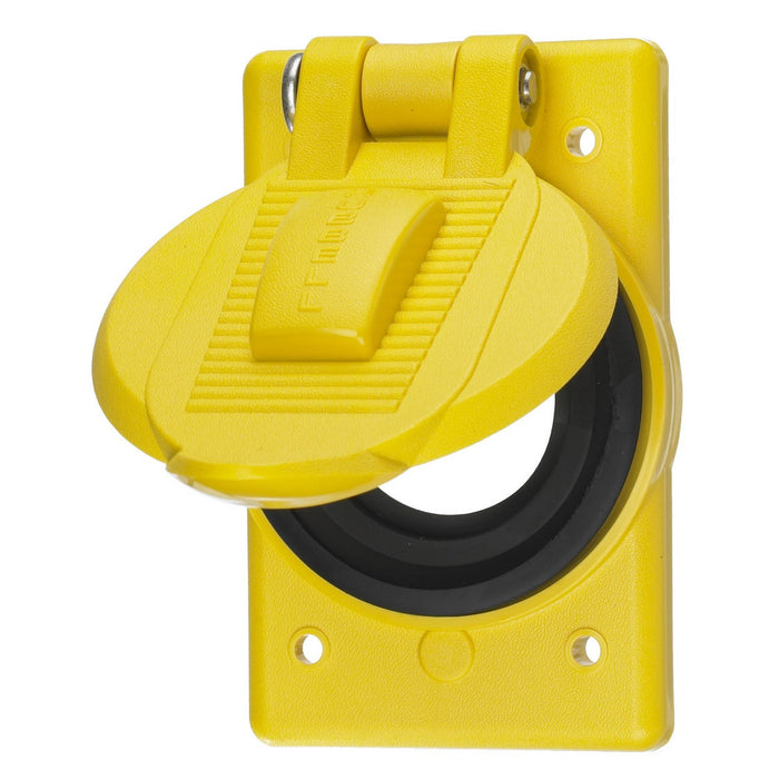 Hubbell HBL74CM24WO Polycarbonate Spring Loaded Weatherproof Cover, Yellow