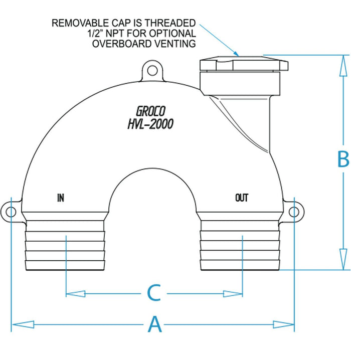 Groco HVL-750 Bronze Vented Loop For Hose