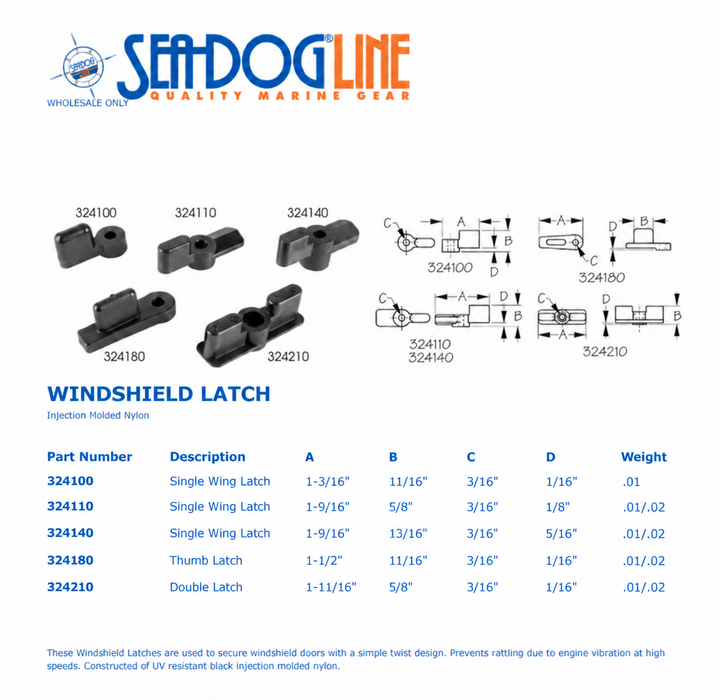 Sea-Dog 324110-1 | Single Wing Latch Pr