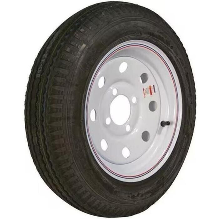 Loadstar Tires 30631 Bias Tire & Wheel (Rim) Asm K353 480-12 4 Hole 6 Ply, White w/ Stripe, Modular