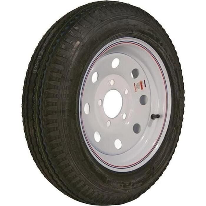 Loadstar Tires 30674 Bias Tire & Wheel (Rim) Asm K353 480-12 5 Hole 6 Ply, White w/ Stripe, Modular