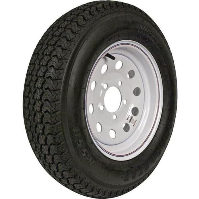 Loadstar Tires 3S645 Tire & Wheel (Rim) Asm K550, ST205/75D15 5 Hole C Ply, White w/ Stripe, Modular