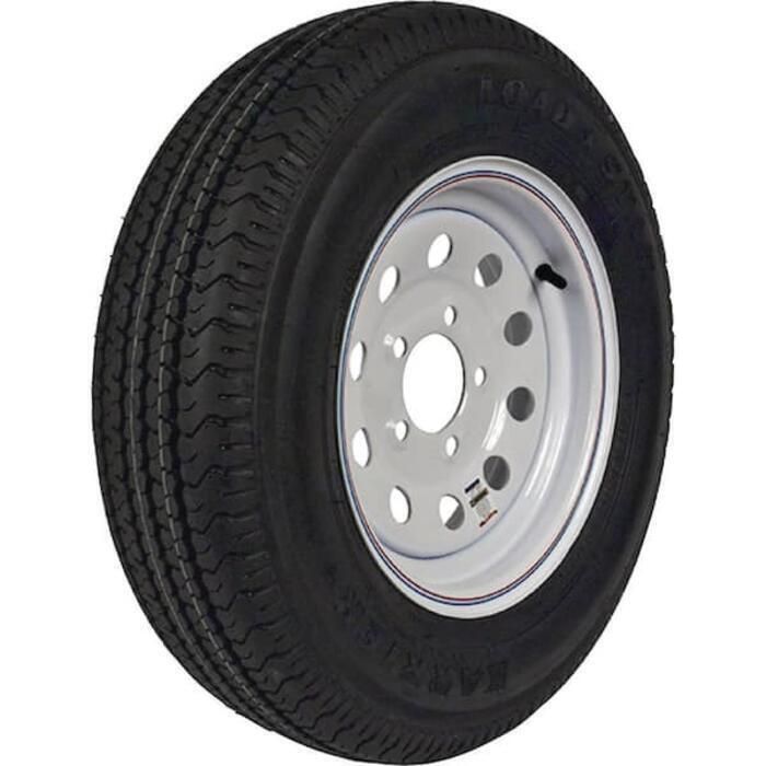 Loadstar Tires 32406 Tire & Wheel (Rim) Asm KR03, ST205/75R15 5 Hole C Ply, White w/ Stripe, Modular