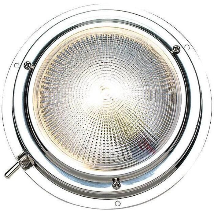 Seachoice 3281 LED Surface-Mount Dome Light, Bright White, SS Flange, 4 in. Diameter